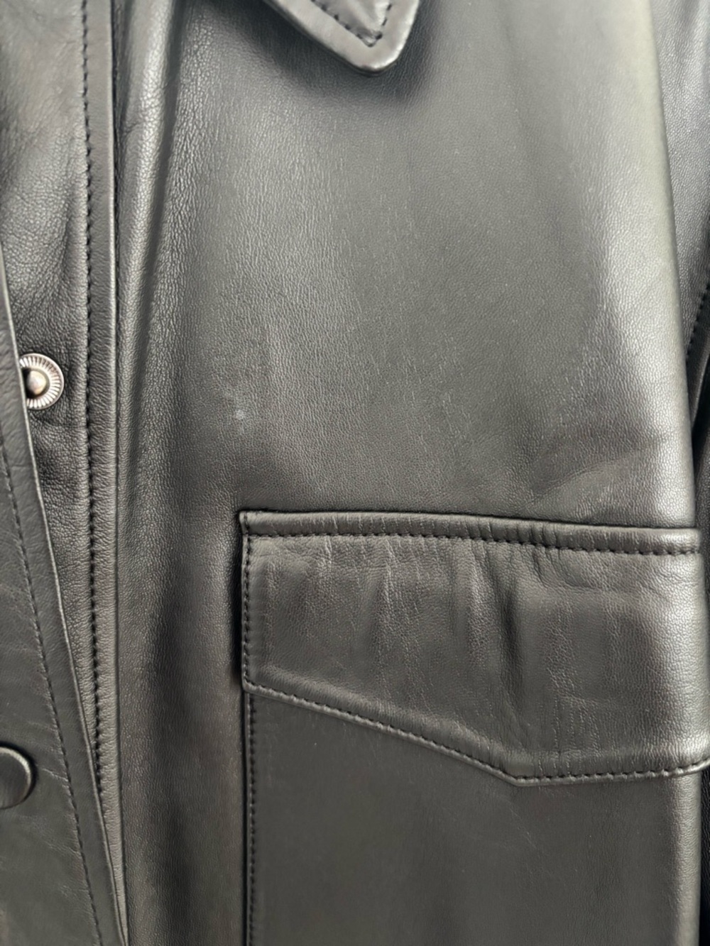Mango Black Leather Button-Front Shacket - Picture 8 of 9